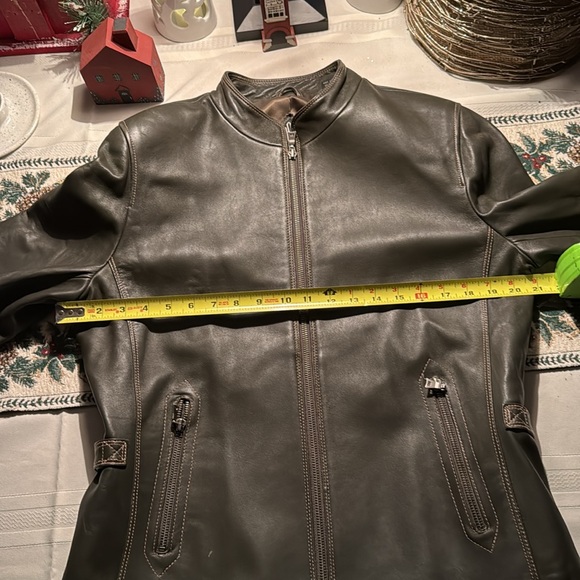 Elegant Women's Olive Green Leather Jacket SZ LG - Picture 9 of 9